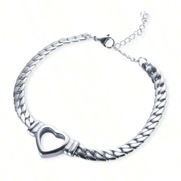 Heart Link Necklace & Bracelet Set | Sterling Silver 925 - Picture 4 of 7